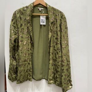 Lucky Brand olive Sequin Jacket